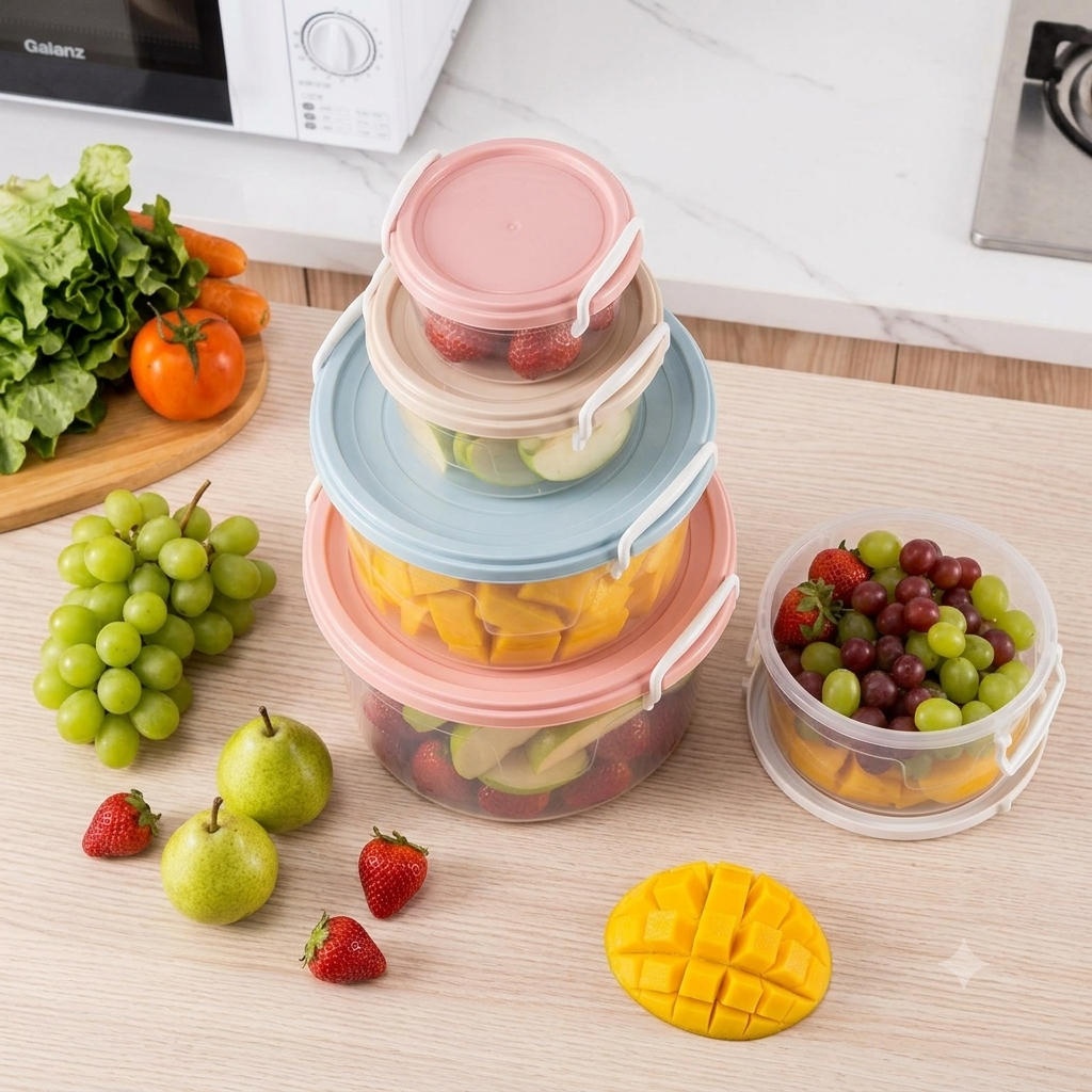Caribbean 4 pcs round airtight food storage container set JYJ