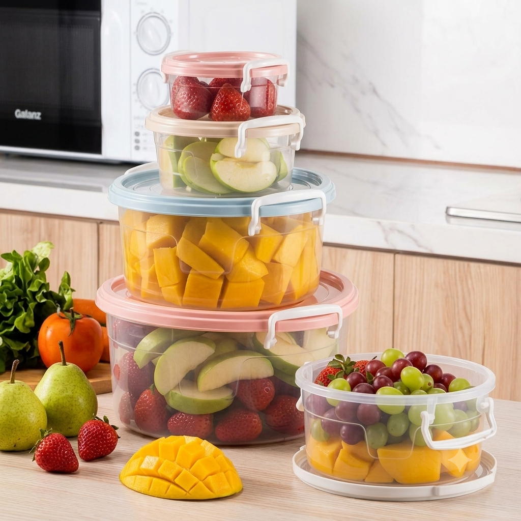 Caribbean 4 pcs round airtight food storage container set JYJ