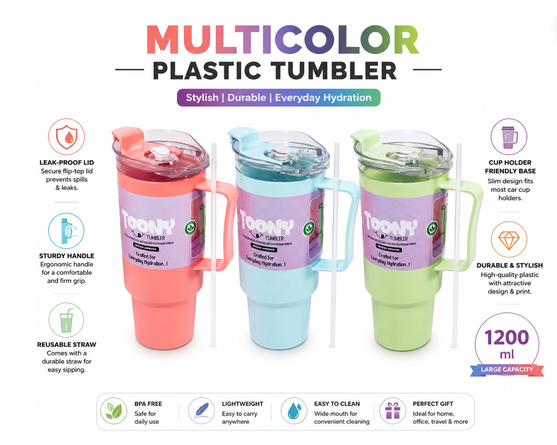 Caribbean Tumbler green Colour-1800ml